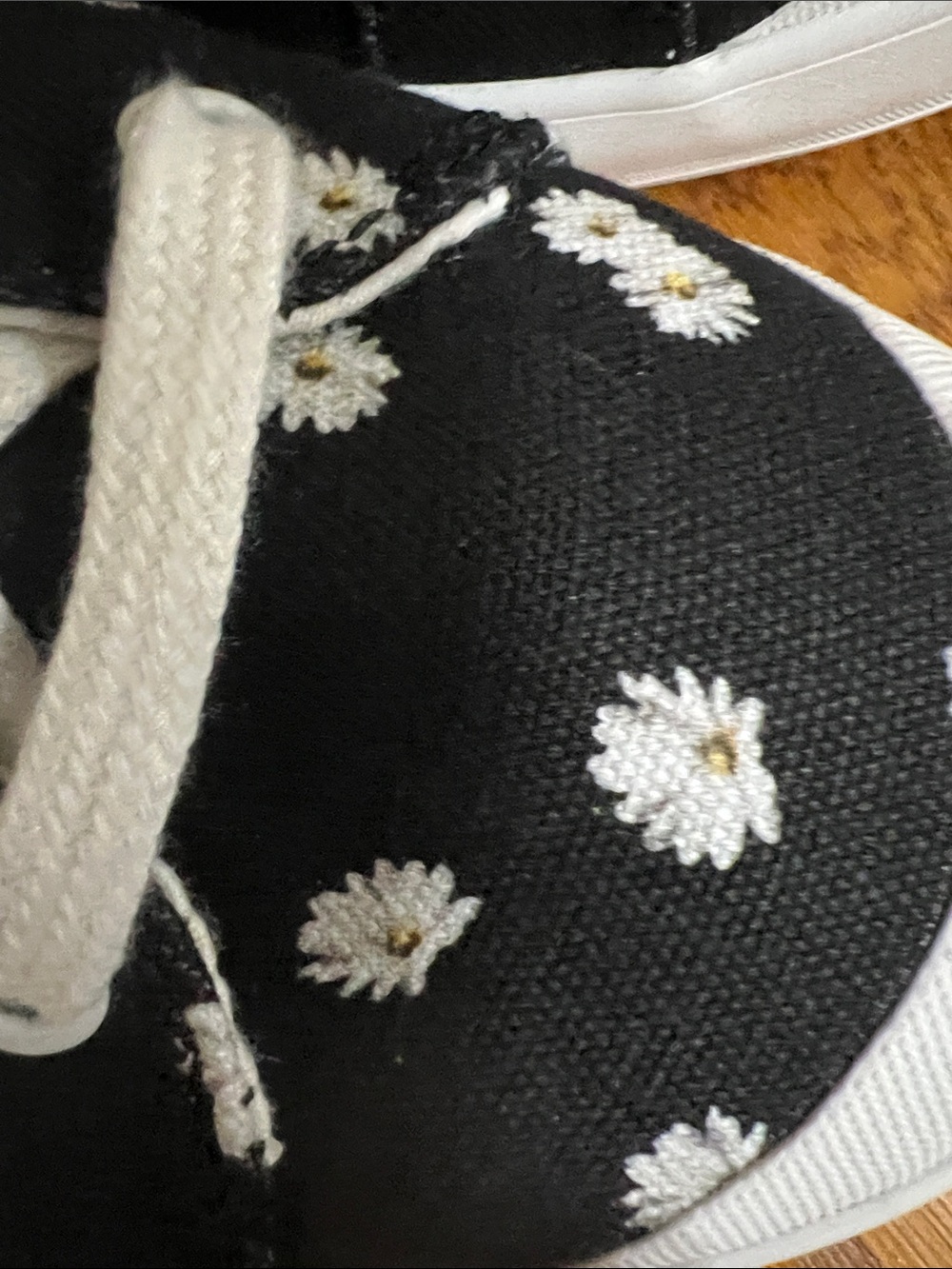 Keds Black Daisy Canvas Sneakers with White Laces - Picture 4 of 8